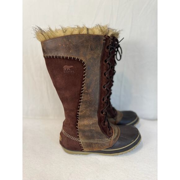 Sorel Cate The Great Tall Brown Tan Fur-Lined Waterproof Women Boots Size 9 - Picture 3 of 10